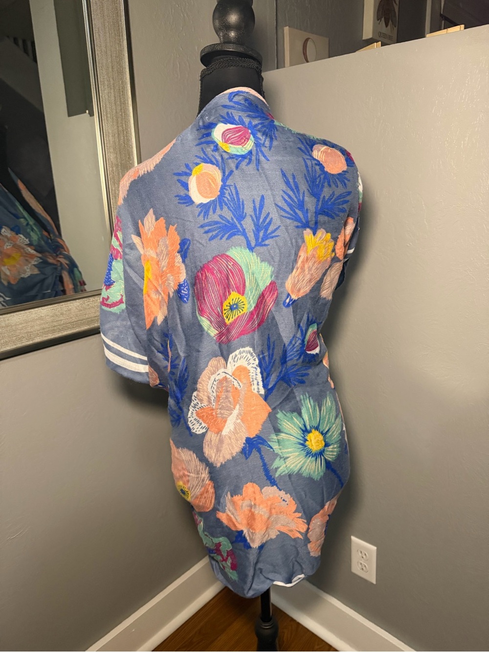 Woven Heart sheer lightweight floral kimono cover-up/wrap Cottagecore costal OS - Picture 6 of 10